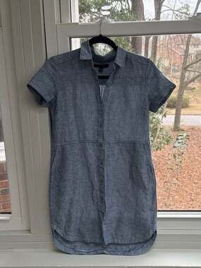 Banana Republic Short-Sleeve Linen Chambray Button-Up Shirt Dress Size 00P